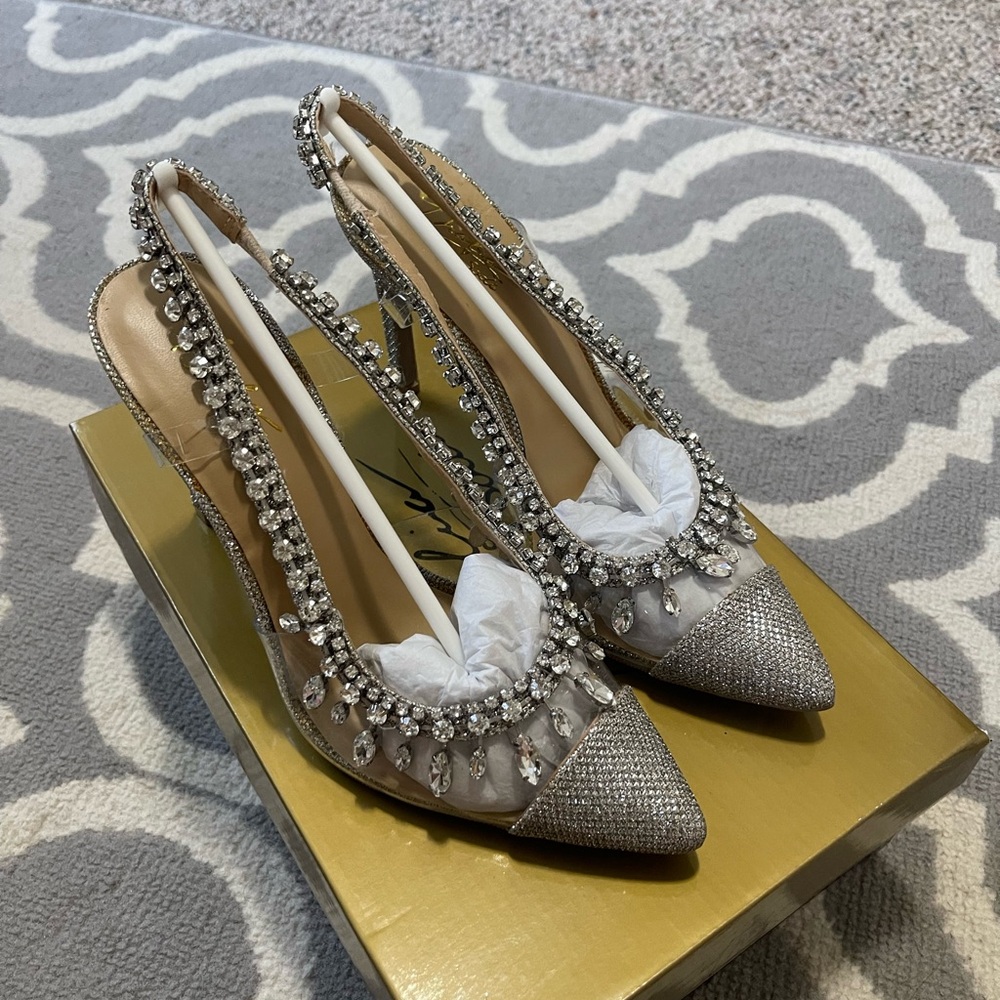 Thalia Sodi Silver Rhinestone Heels